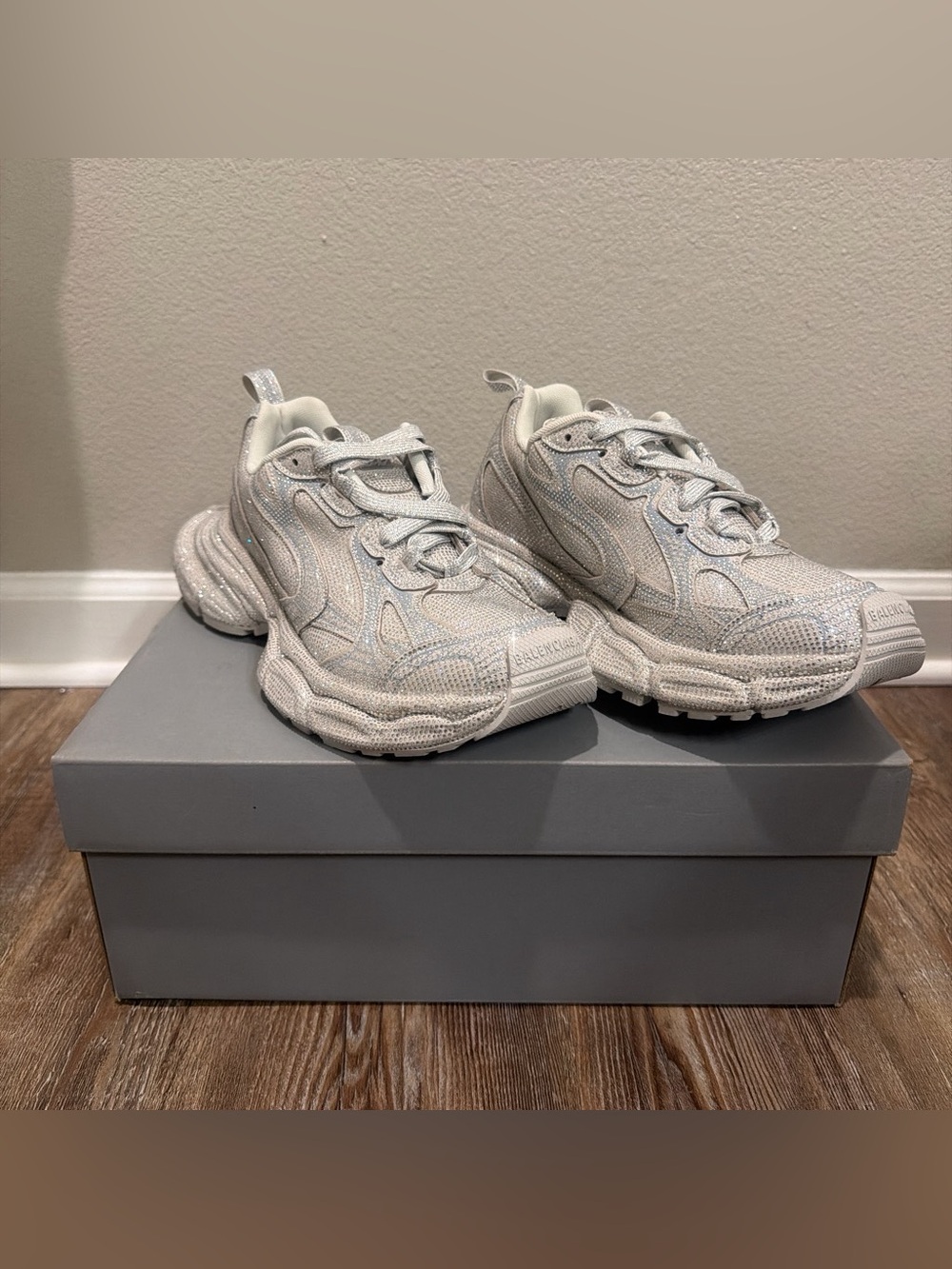 Crystal Balenciaga White Runners